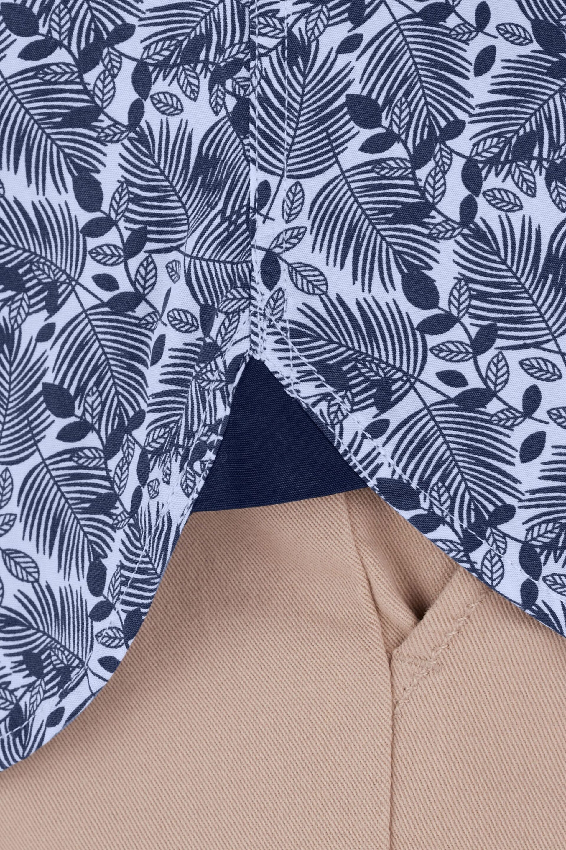 Raging Bull Short Sleeve Leaf Print Poplin Blue Shirt - Image 5 of 6