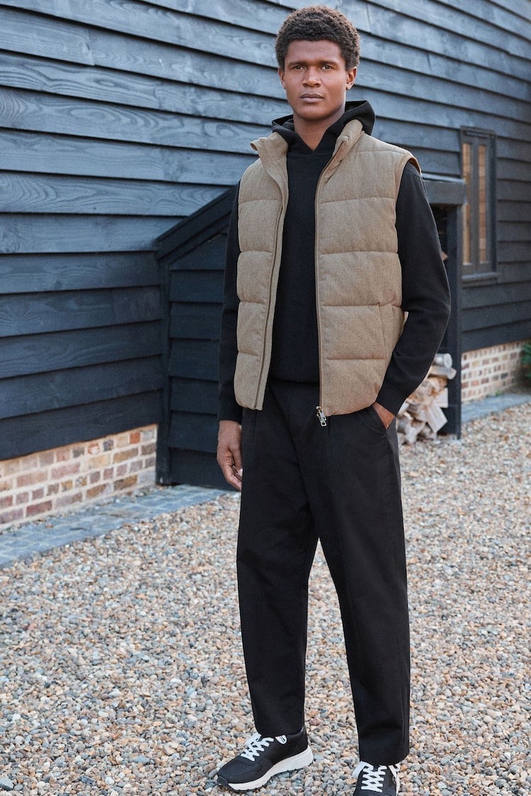 Neutral Signature Wool Blend Donegal Puffer Gilet - Image 2 of 12