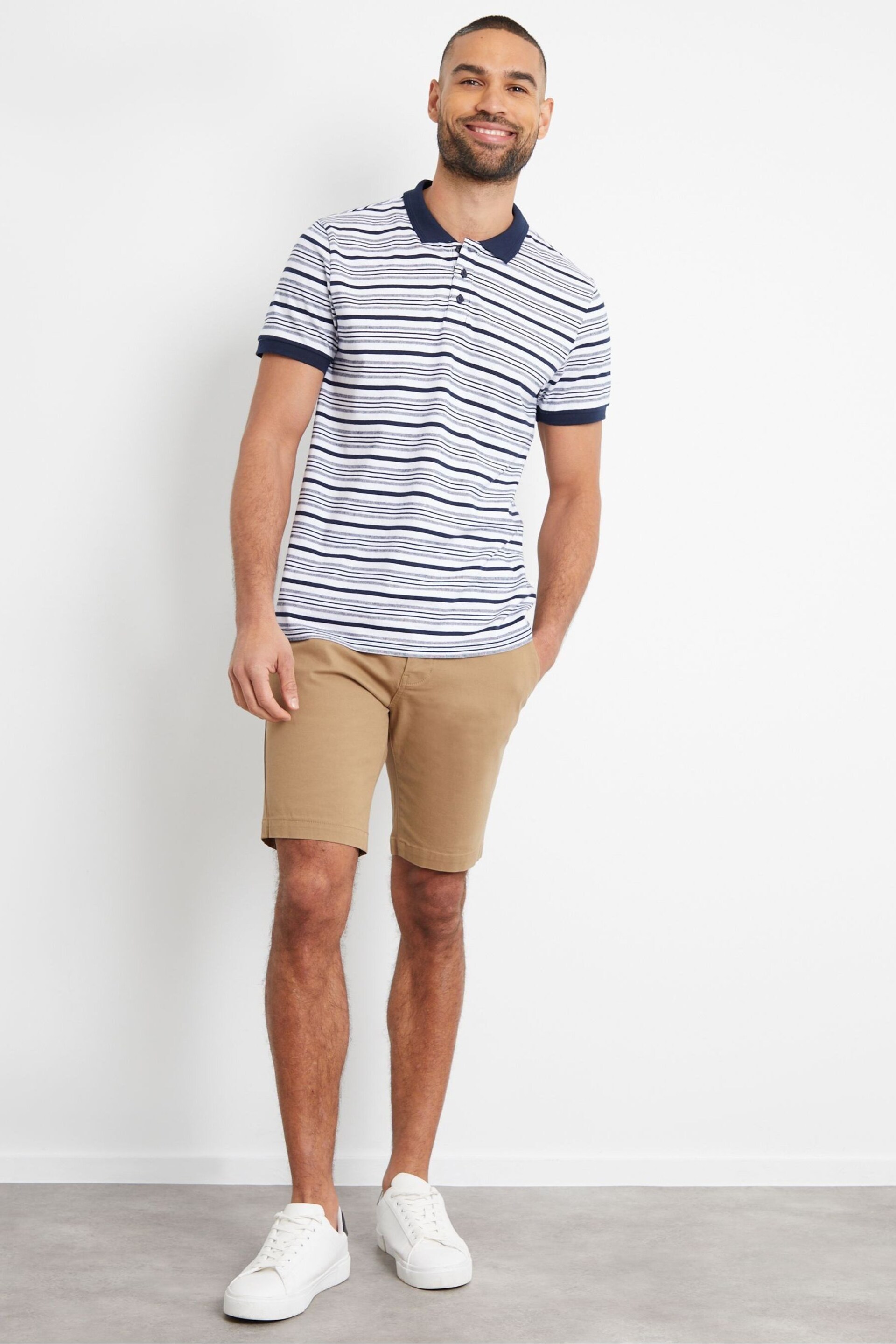 Threadbare Stone Slim Fit Cotton Chino Shorts With Stretch - Image 3 of 4