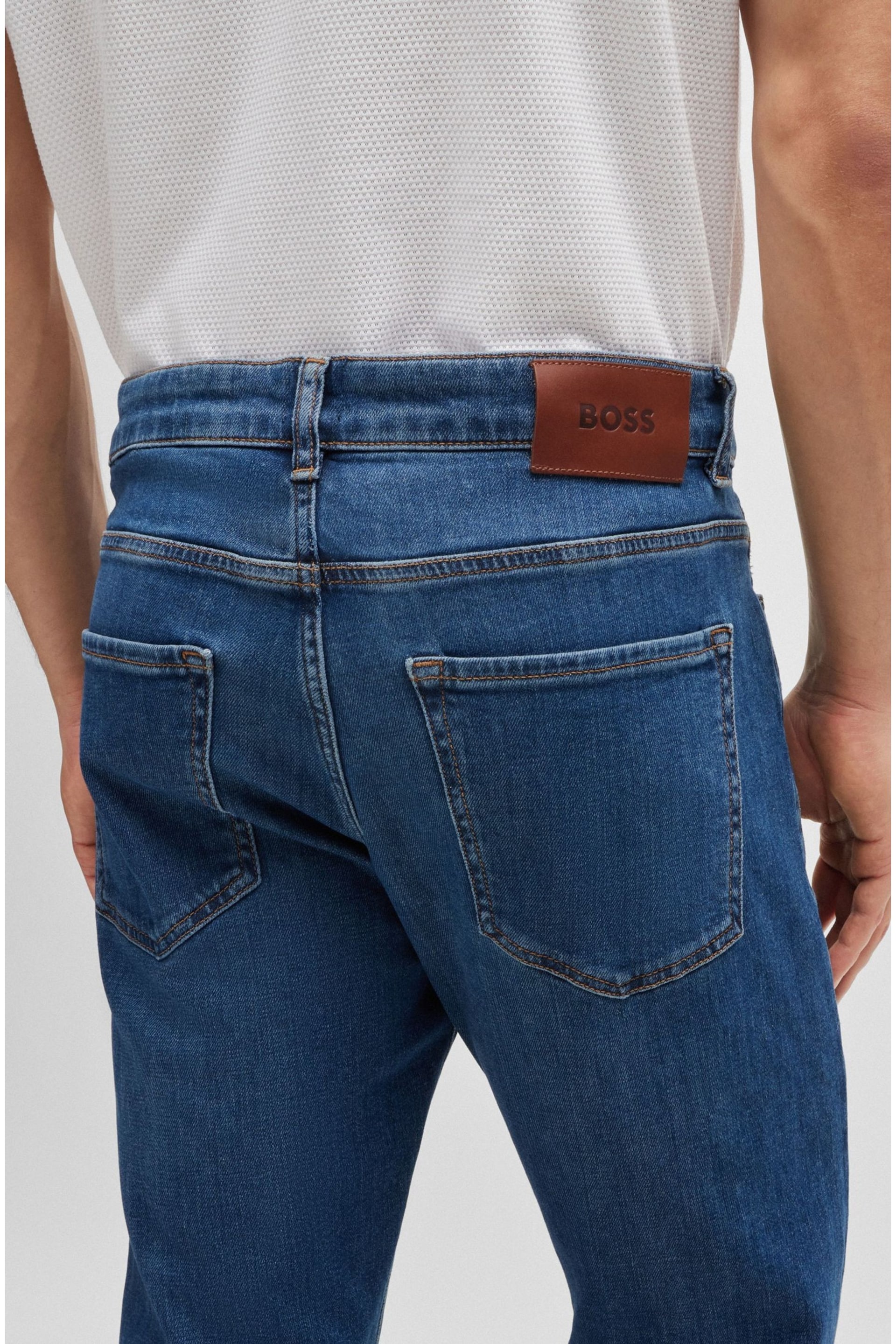 BOSS Blue Slim-Fit Jeans In Blue Comfort-Stretch Denim - Image 3 of 5