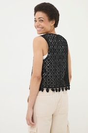 FatFace Black Coin Trim Crochet Waistcoat - Image 7 of 9