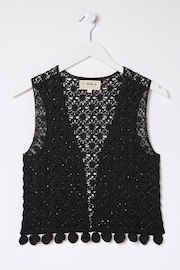 FatFace Black Coin Trim Crochet Waistcoat - Image 9 of 9