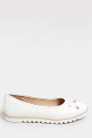 Yours Curve White Woven Ballet Pumps In Extra Wide EEE Fit - Image 3 of 5