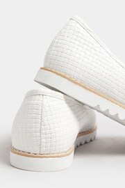 Yours Curve White Woven Ballet Pumps In Extra Wide EEE Fit - Image 4 of 5