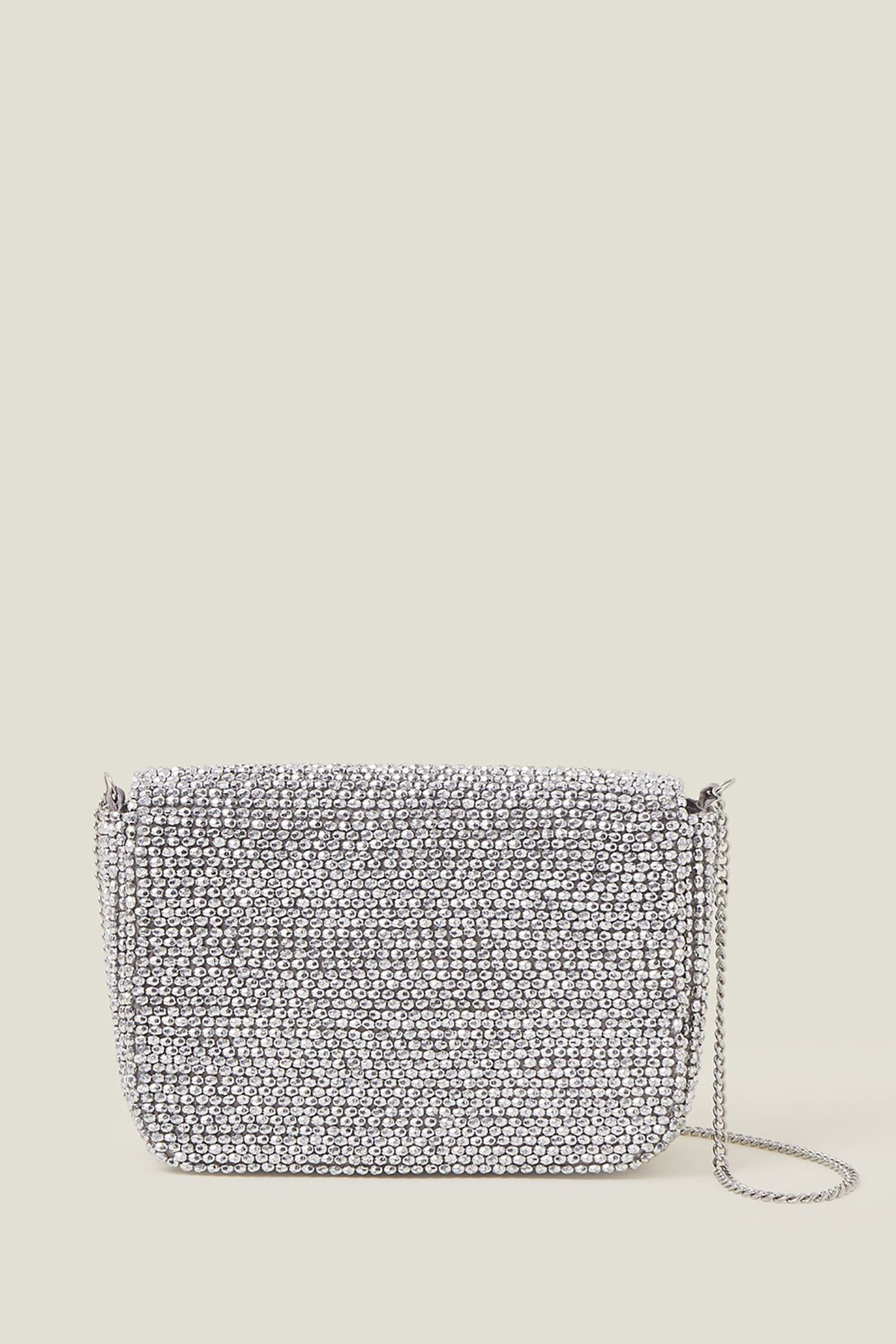 Silver diamante bag hot sale