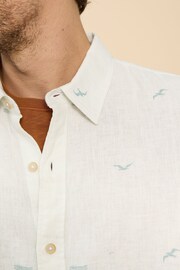 White Stuff White Lighthouse Print Linen Shirt - Image 4 of 7