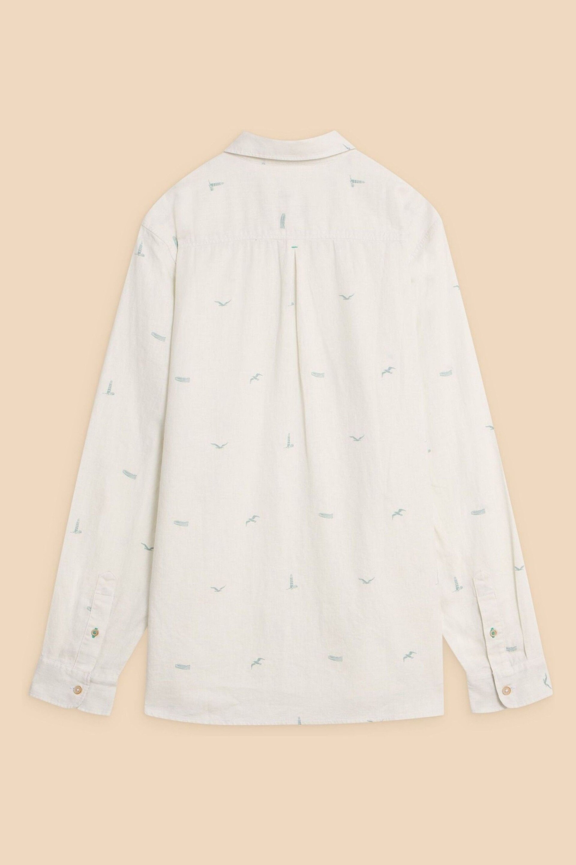 White Stuff White Lighthouse Print Linen Shirt - Image 6 of 7