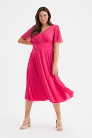 Scarlett & Jo Pink Victoria Angel Sleeve Mesh Midi long Dress - Image 1 of 4