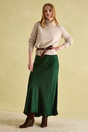 Joules Penelope Green Paisley Satin Midi Skirt - Image 3 of 6