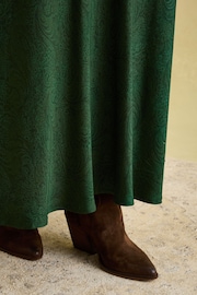 Joules Penelope Green Paisley Satin Midi Skirt - Image 5 of 6