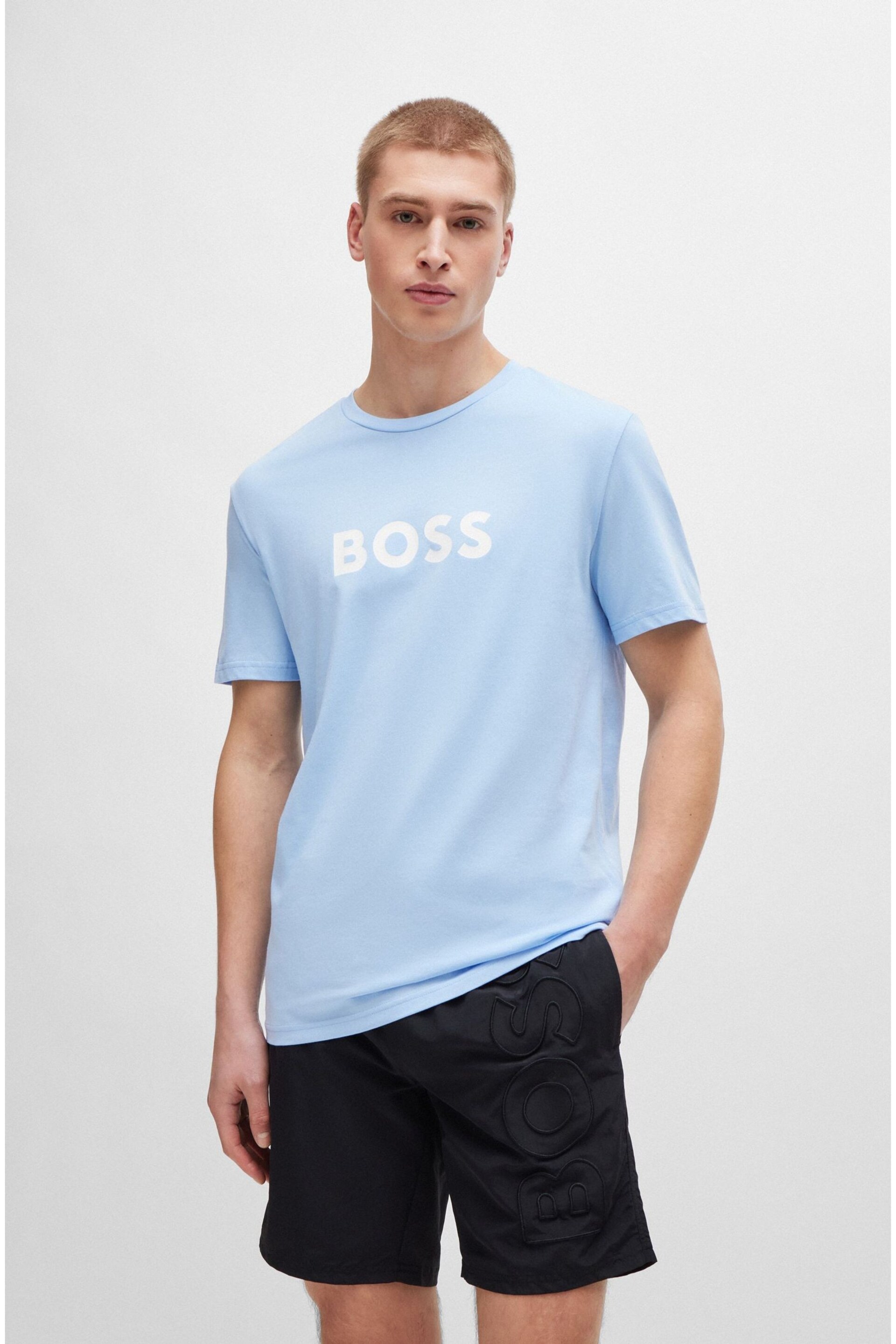 BOSS Blue Large Chest Logo T-Shirt - Image 1 of 3