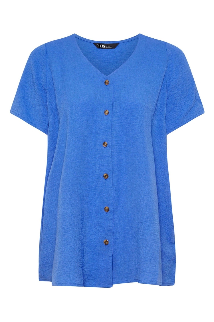 Yours Curve Blue Button Front Blouse - Image 5 of 5