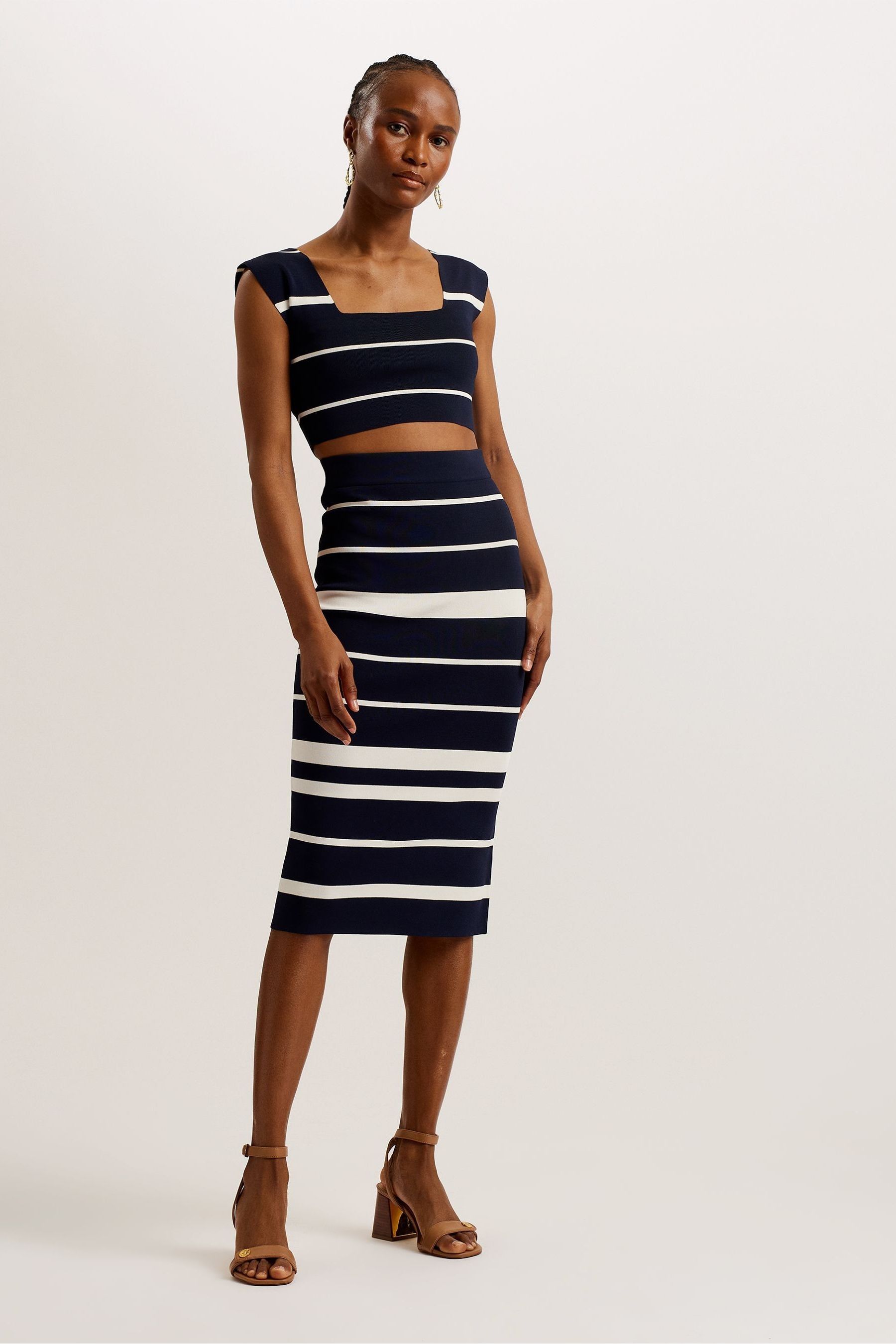 Ted baker blue and white striped dress discount