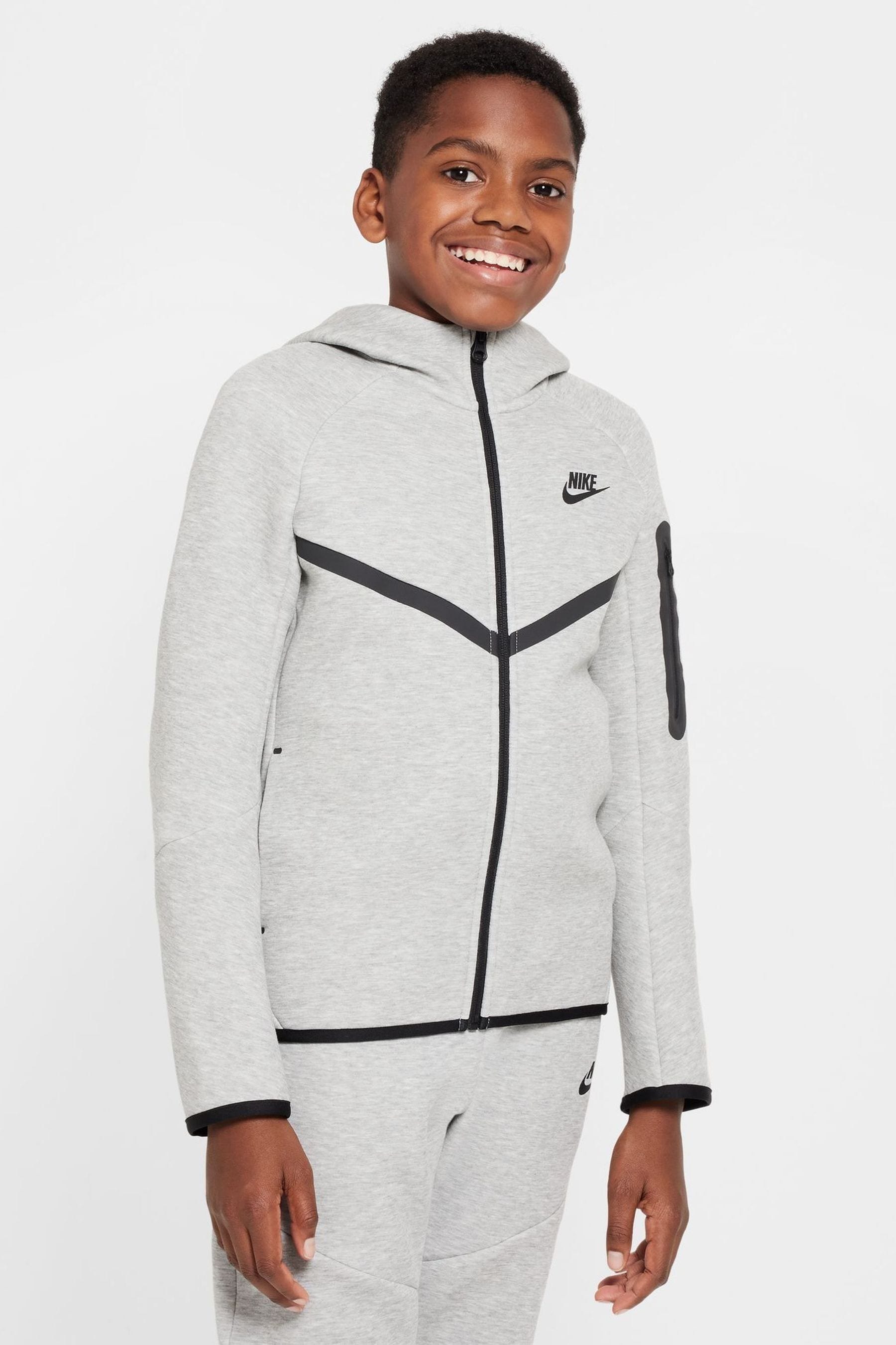 Nike Dark Grey Heather Tech Fleece Zip Through Hoodie