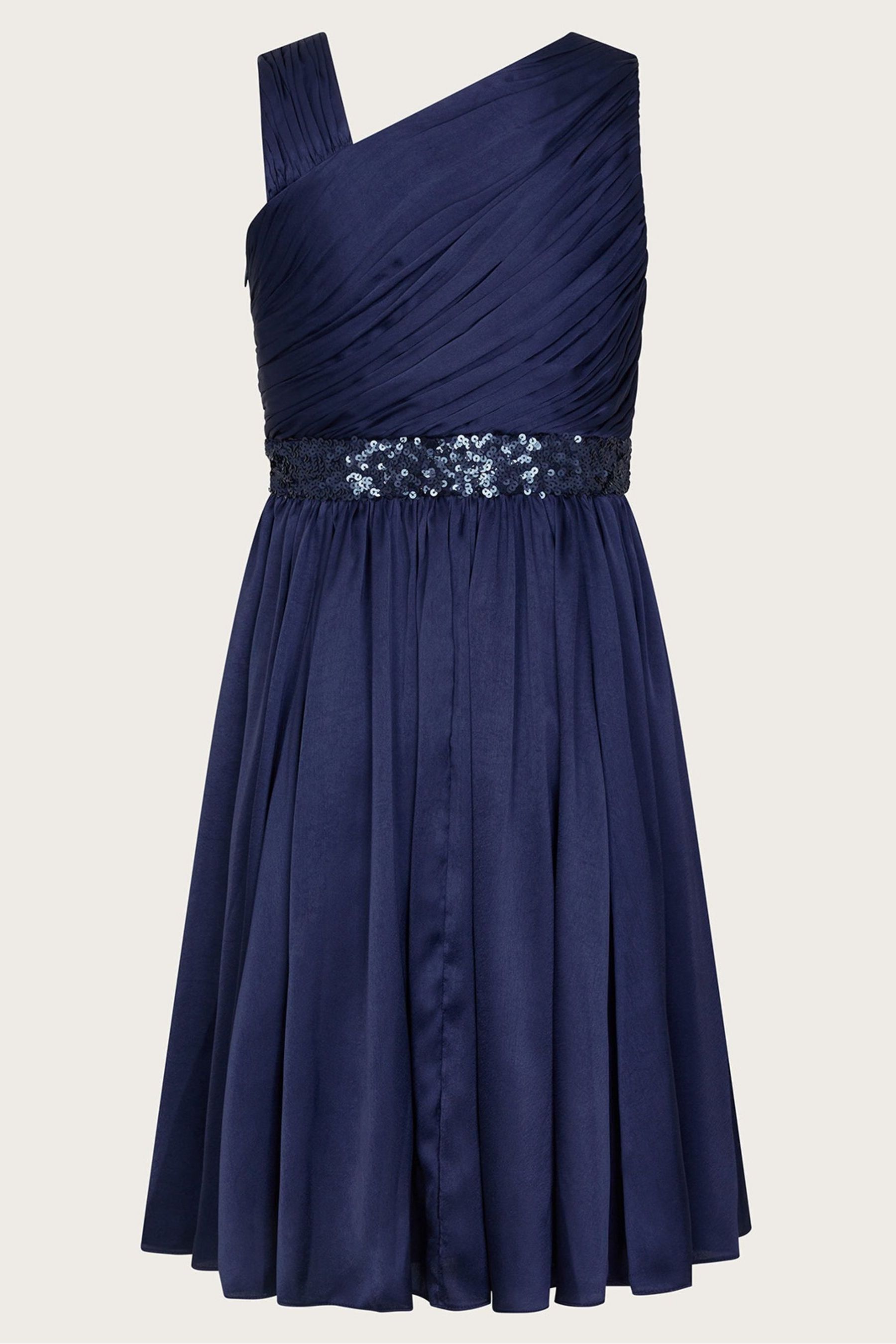 Buy Monsoon Blue Satin Abigail One Shoulder Dress from Next Luxembourg