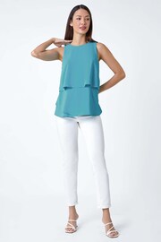 Roman Blue Tiered Sleeveless Vest Top - Image 2 of 5