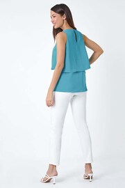 Roman Blue Tiered Sleeveless Vest Top - Image 3 of 5