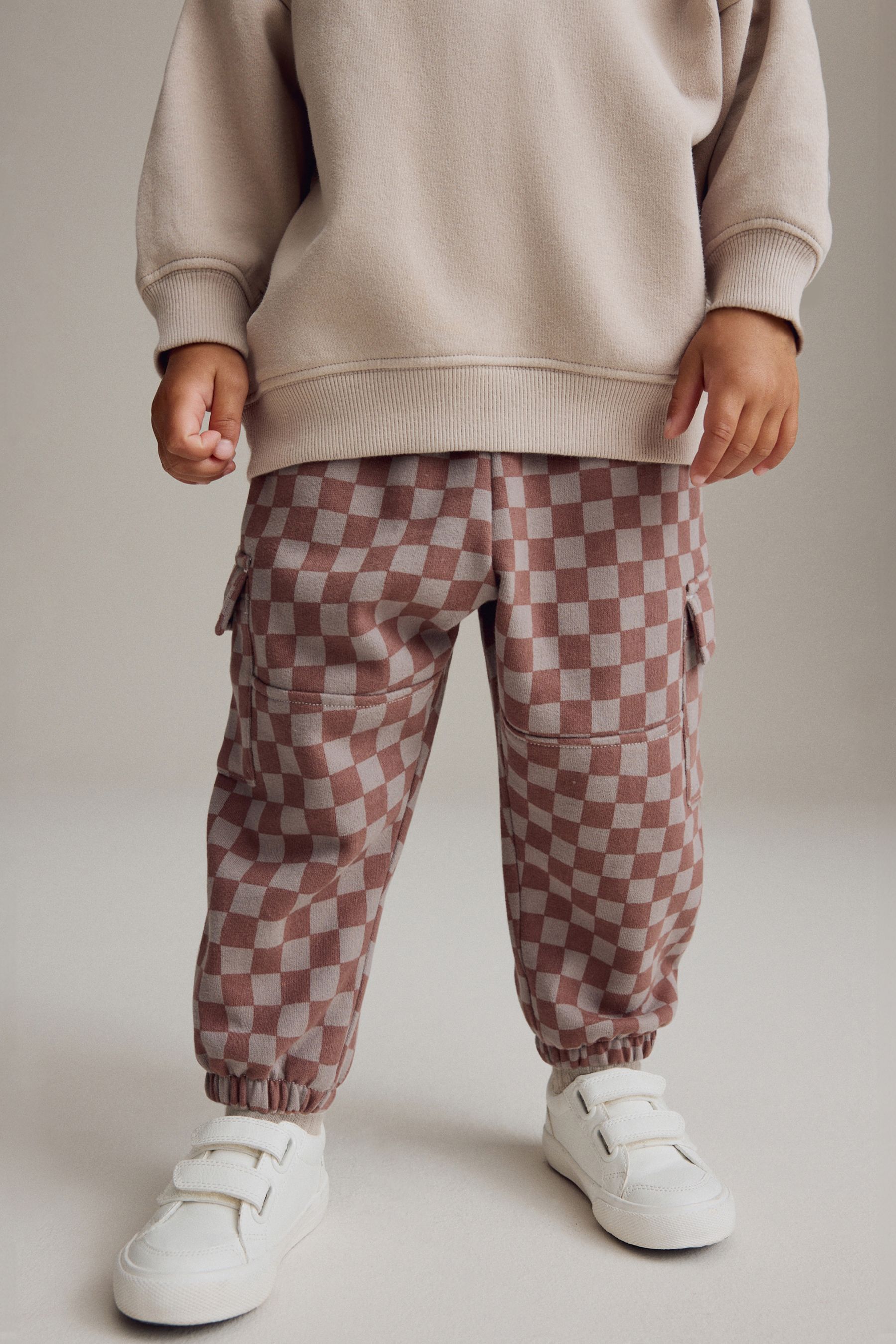 Grey check joggers online