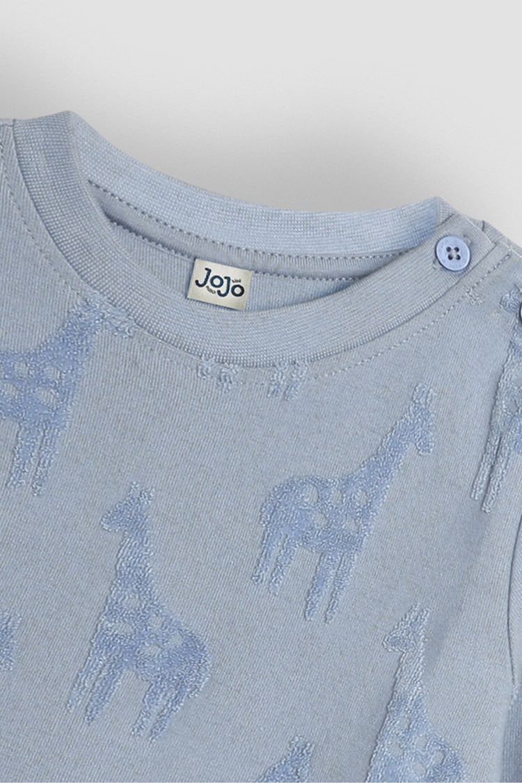 JoJo Maman Bébé Blue Giraffe Textured Cotton Top - Image 3 of 3