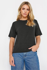 PixieGirl Petite Black Ribbed Boxy T-Shirt - Image 1 of 4