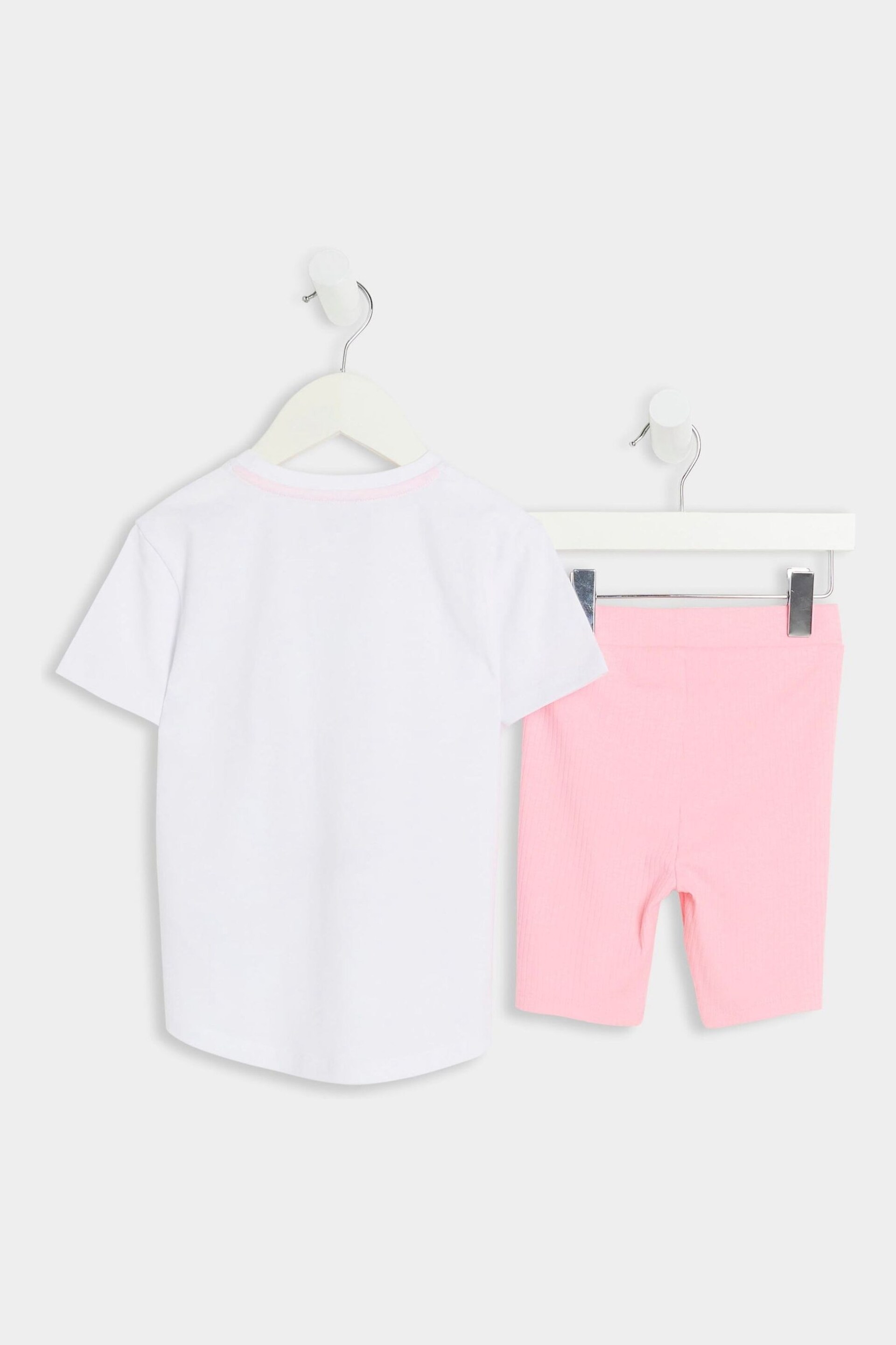 River Island White Girls White Sunglasses T-Shirt and Shorts Set - Image 2 of 5