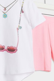 River Island White Girls White Sunglasses T-Shirt and Shorts Set - Image 3 of 5