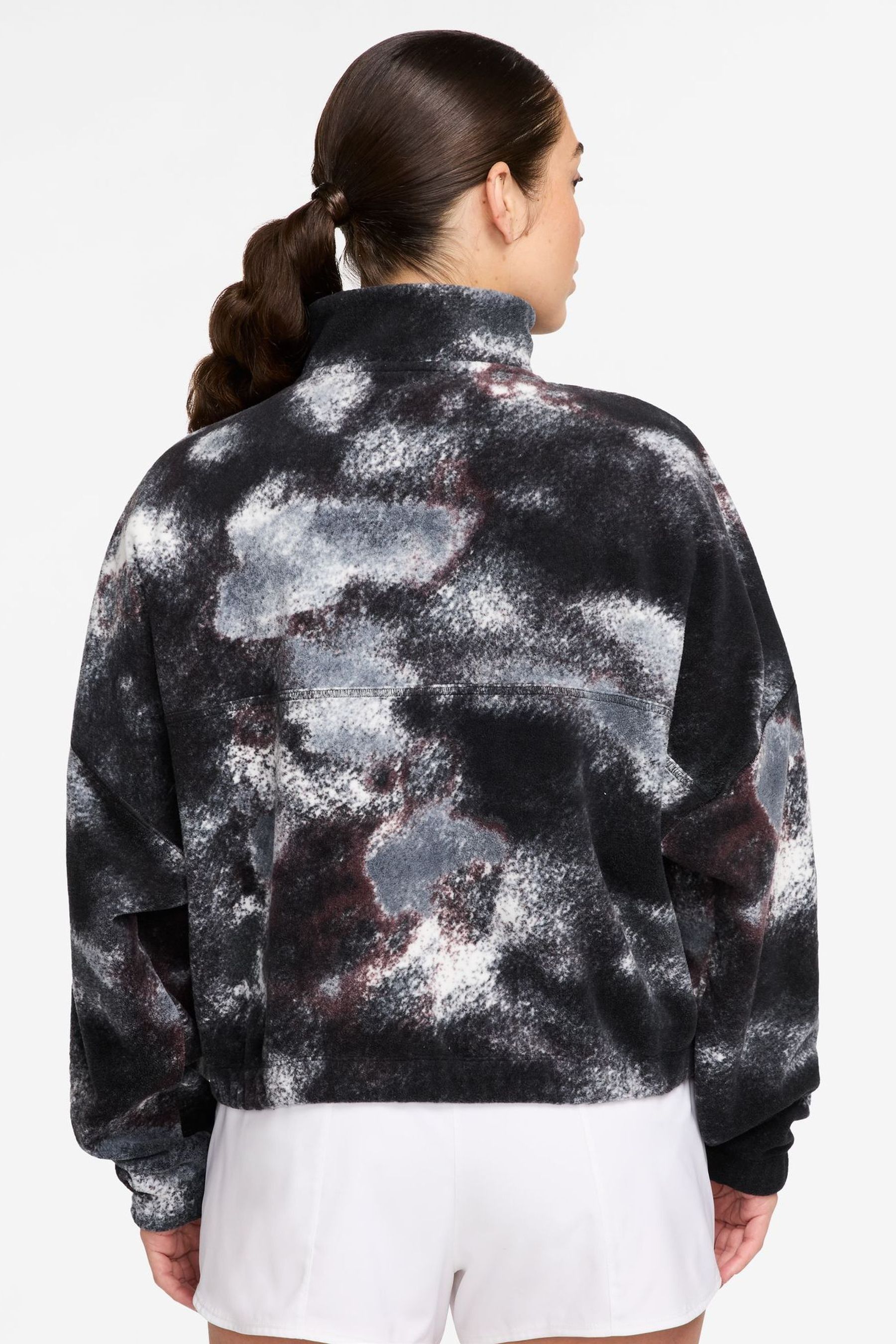Nike Black One Therma Fit Half Zip Printed Cosy Borg Fleece