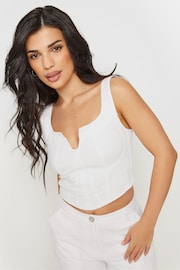 PixieGirl Petite White White Notch Neck Corset Top - Image 1 of 5