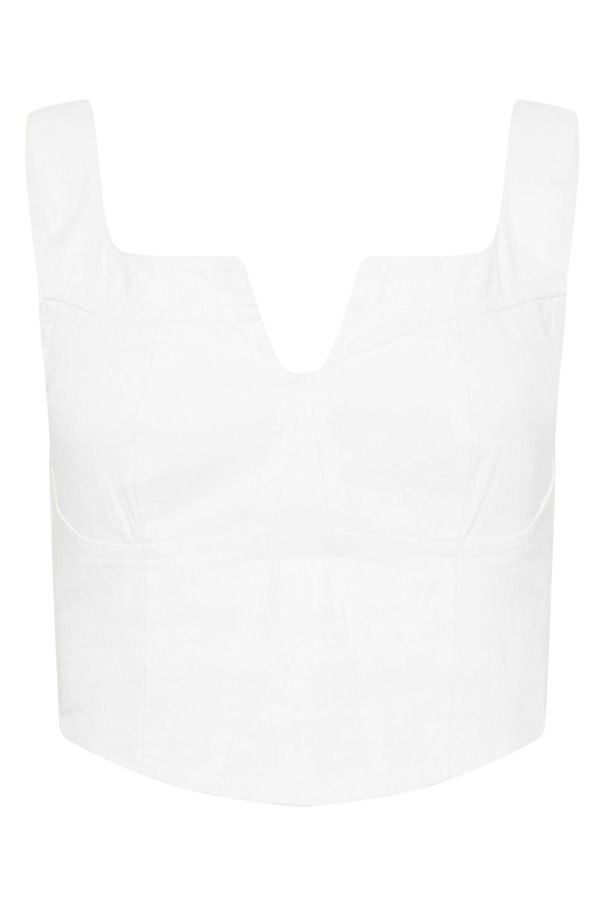 PixieGirl Petite White White Notch Neck Corset Top - Image 5 of 5