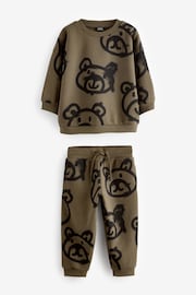 Khaki Green Spray Bears All Over Print Character Sweatshirt and Joggers Set (3mths-7yrs) - Image 5 of 7