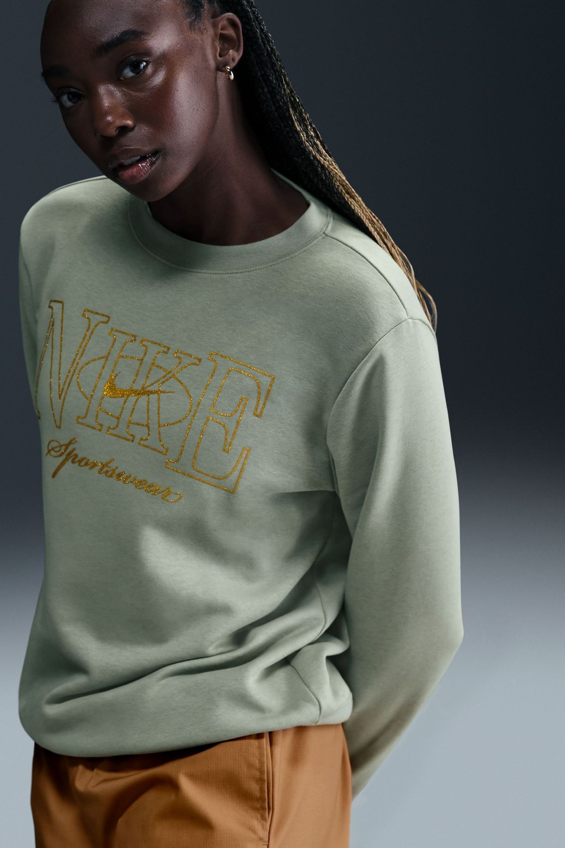 Buy Nike Sage Green Club Fleece Pull Over Crew Neck Logo Sweatshirt from the Next UK online shop