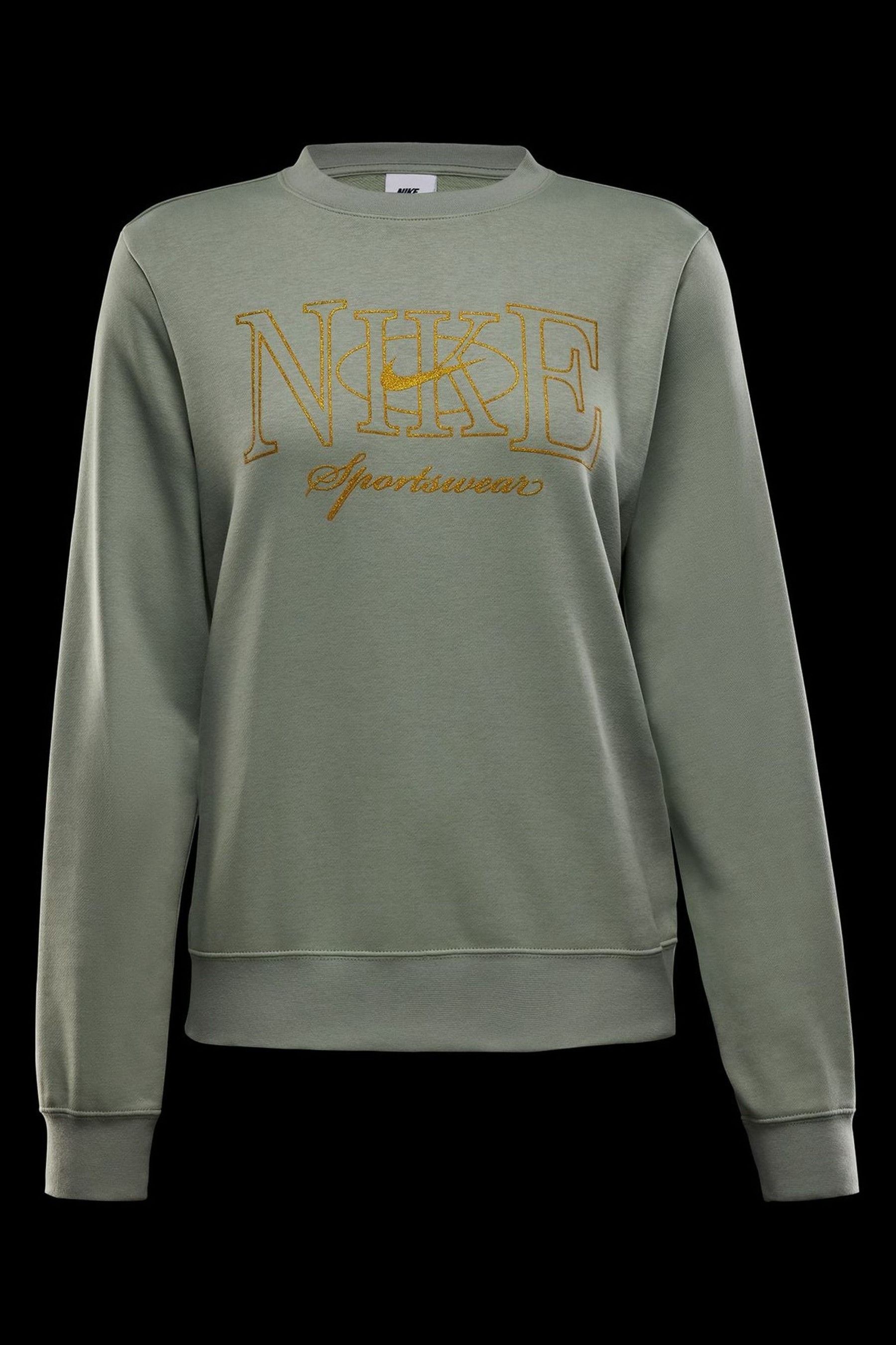 Nike club fleece crew neck sweatshirt in sage green new arrivals