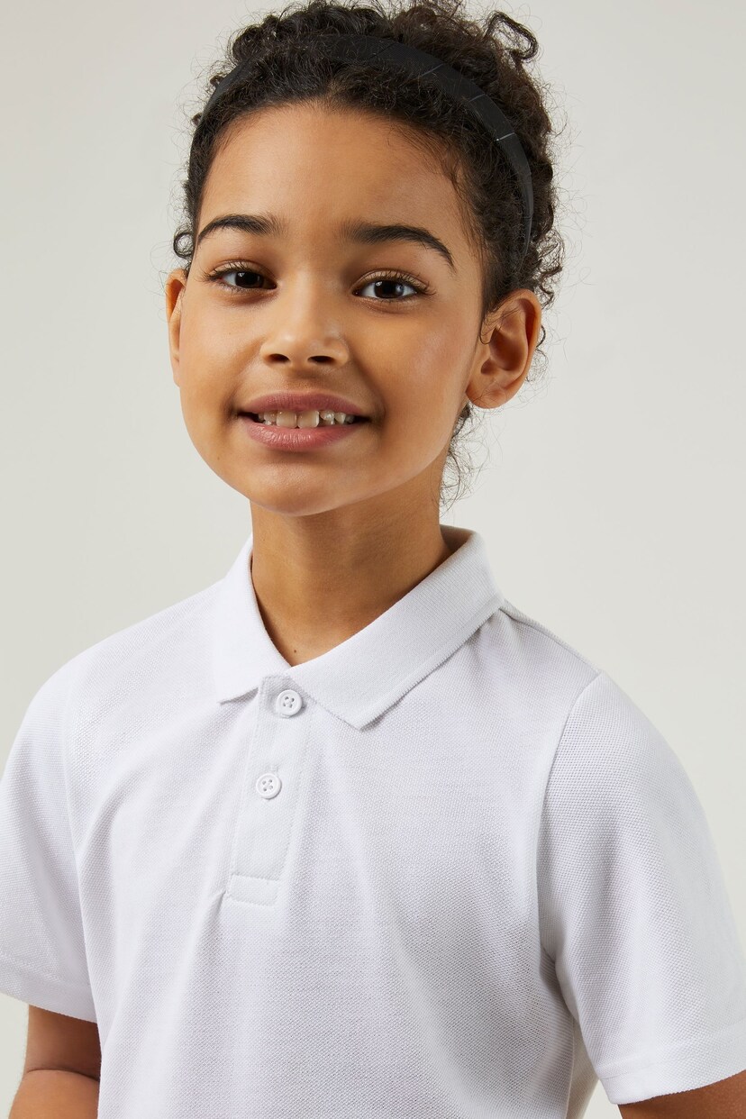 Trutex Unisex White 3 Pack Short Sleeve School Polo Shirts - Image 5 of 8