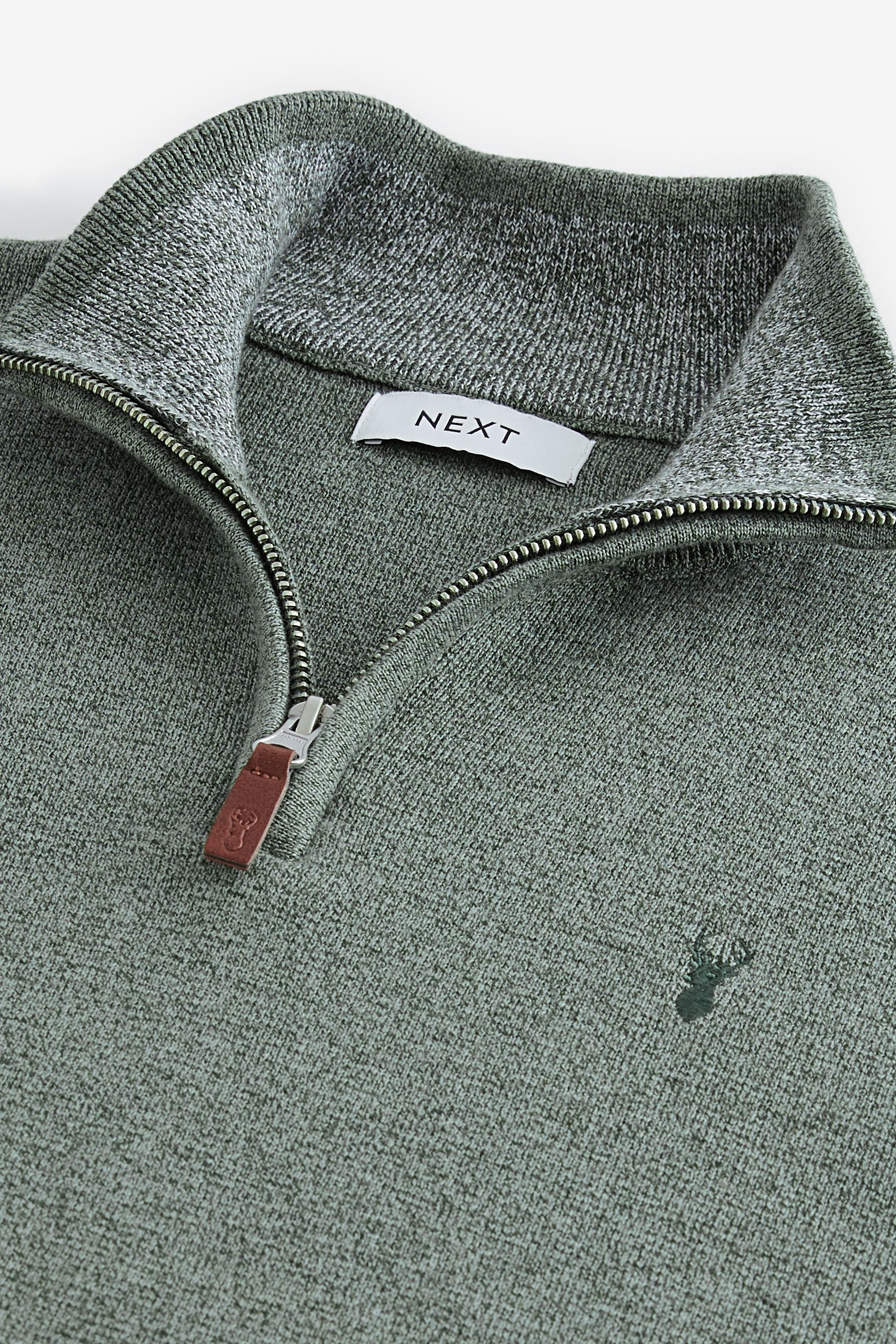 Buy Sage Green Stag Plain Regular Fit 100 Cotton Premium Quarter Zip Jumper from Next Ireland