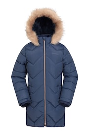 Mountain Warehouse Blue Kids Galaxy Water-Resistant Long Padded Jacket - Image 1 of 5