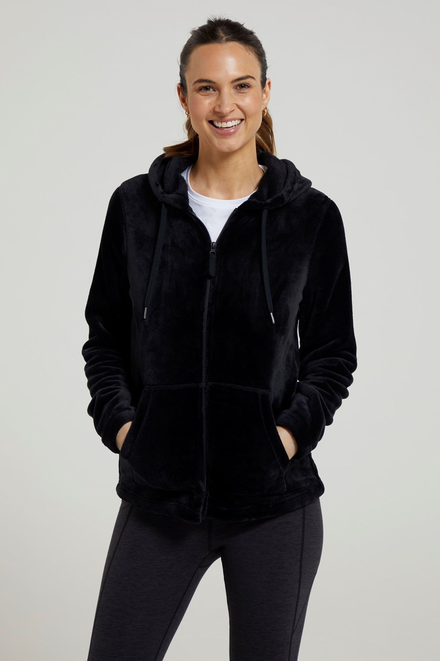 Mountain Warehouse Black Womens Snaggle Full Zip Hooded Fleece