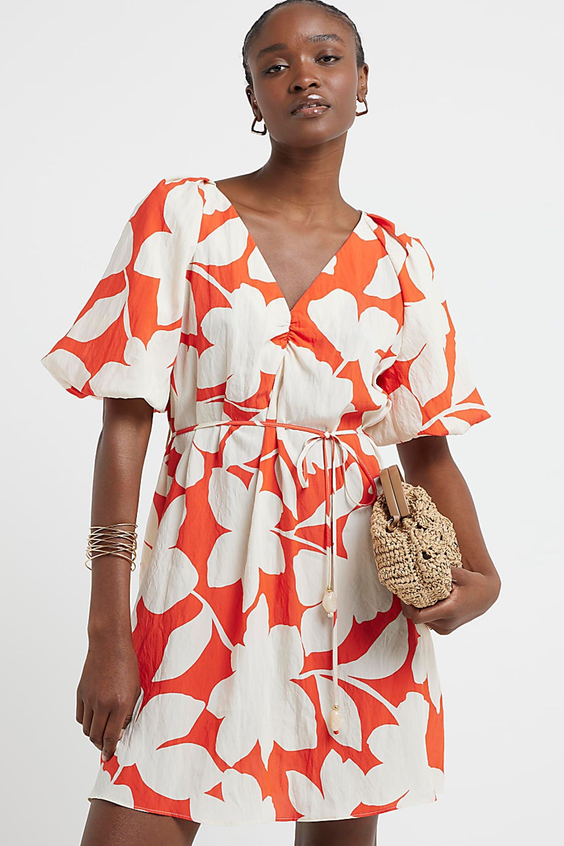 River island red floral dress outlet
