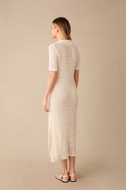 Ro&Zo White Open Stitch Knit Collar Midi Dress - Image 6 of 6