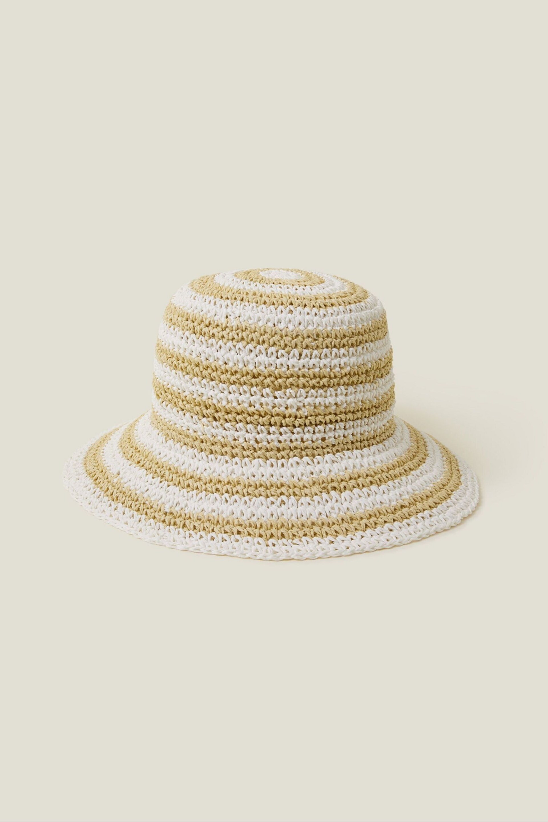 Accessorize Natural Stripe Bucket Hat - Image 1 of 3