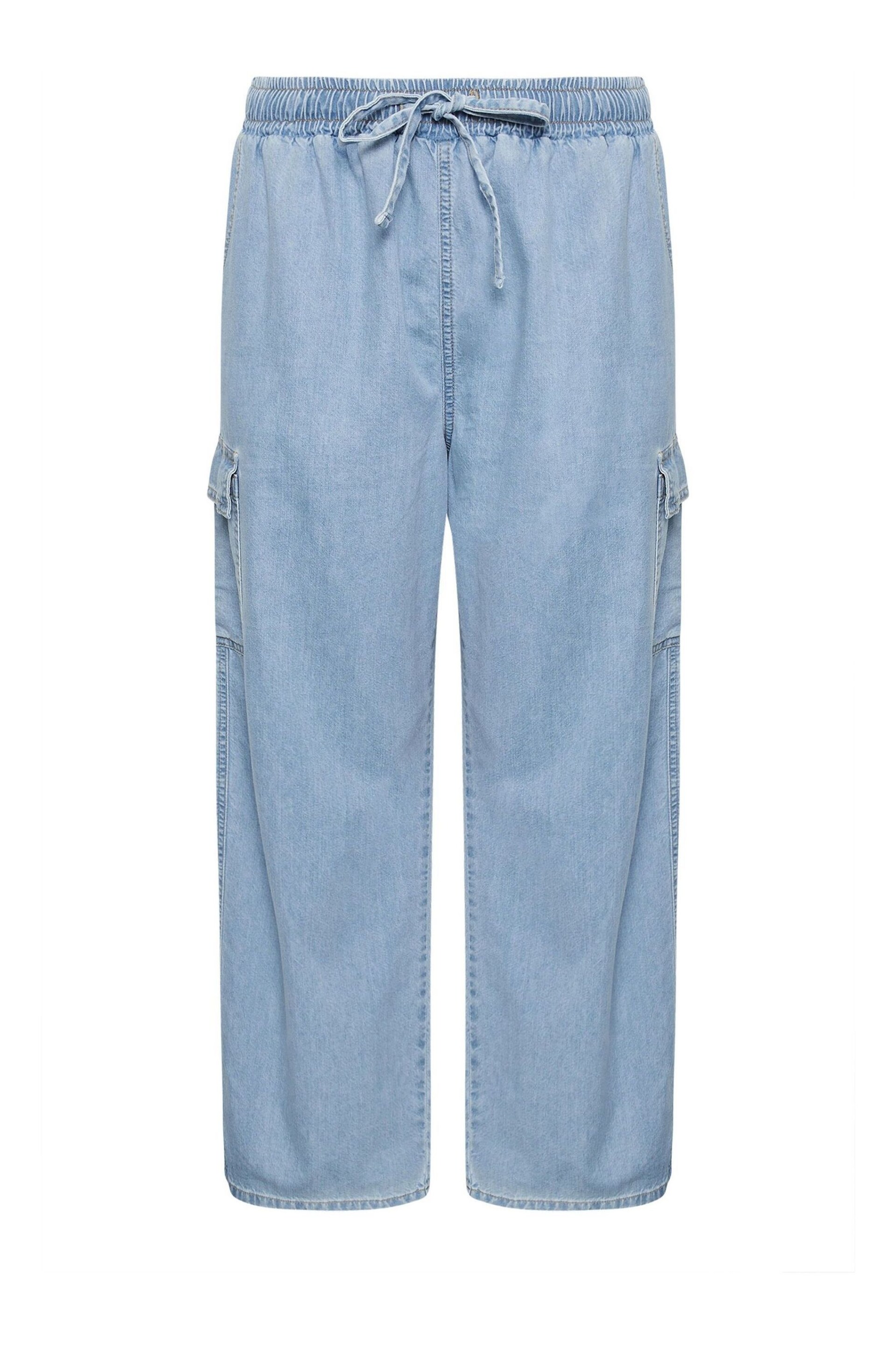 Yours Curve Blue Wide Leg Cargo Jeans - Image 5 of 5