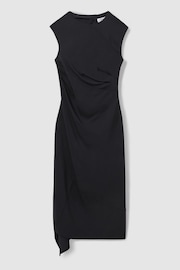 Reiss Navy Francesca Bodycon Ruched Midi Dress - Image 2 of 6