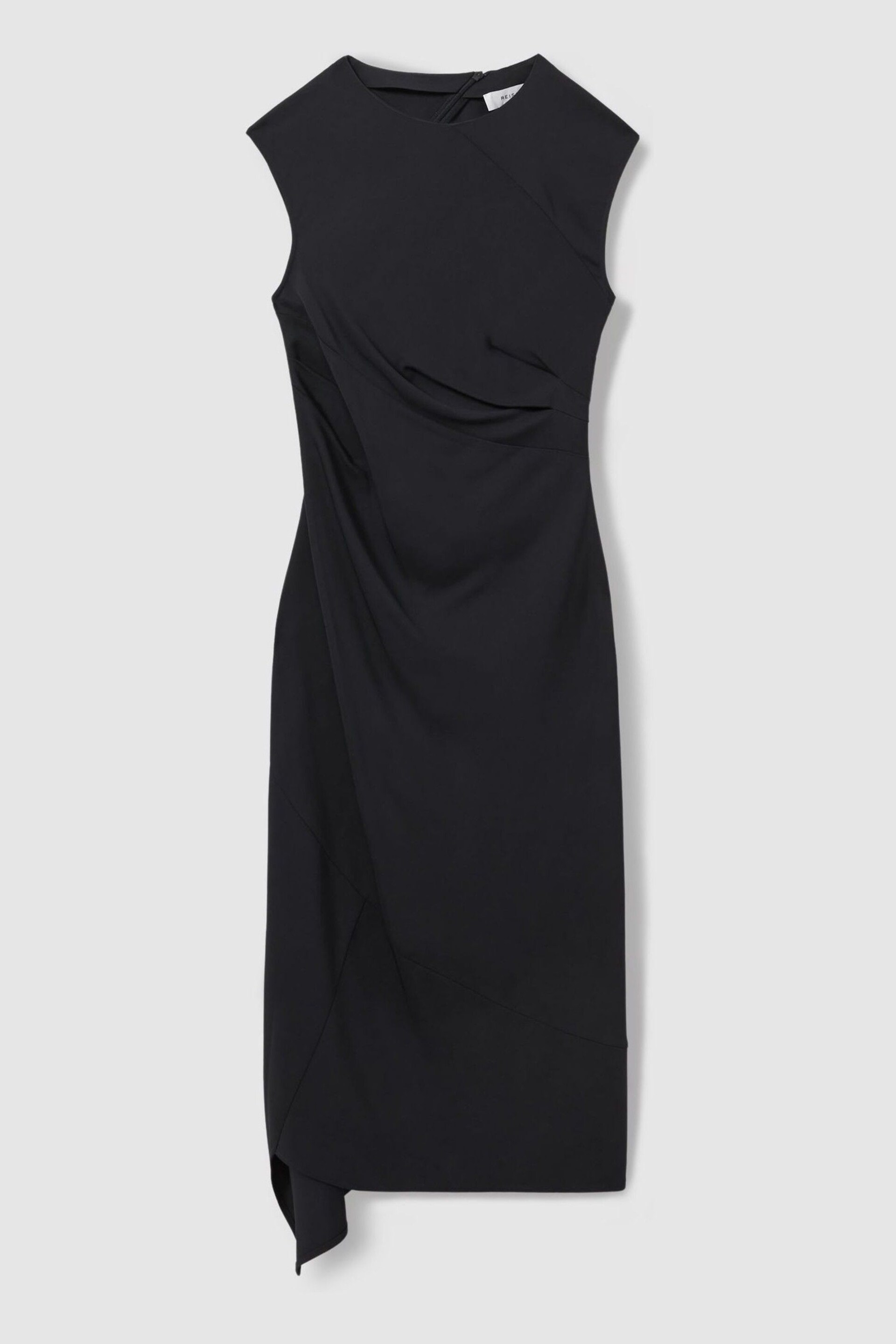 Reiss Navy Francesca Bodycon Ruched Midi Dress - Image 2 of 6