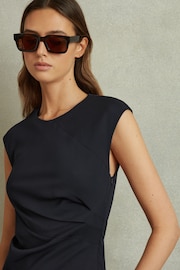 Reiss Navy Francesca Bodycon Ruched Midi Dress - Image 5 of 6