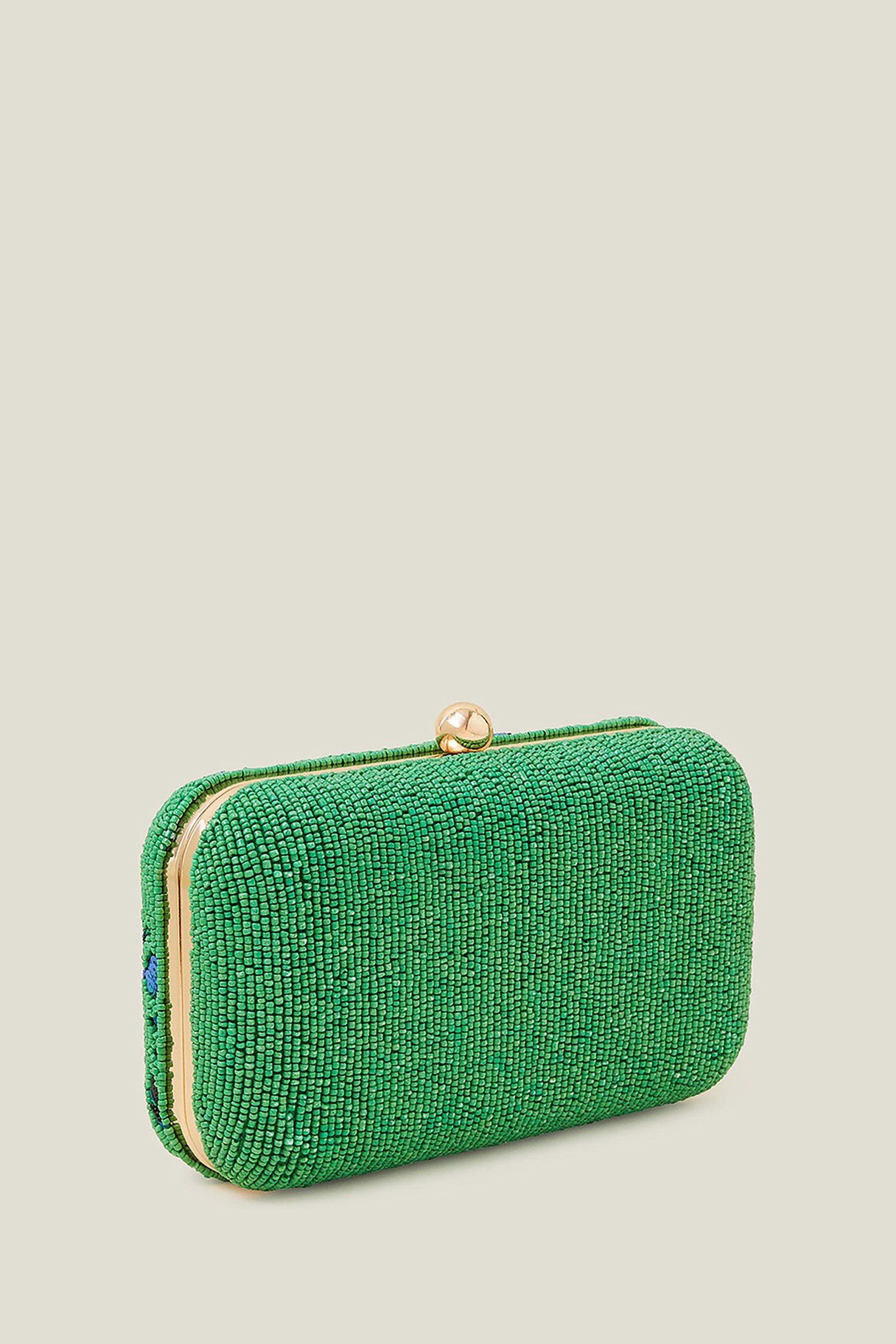 Green embellished clutch bag discount