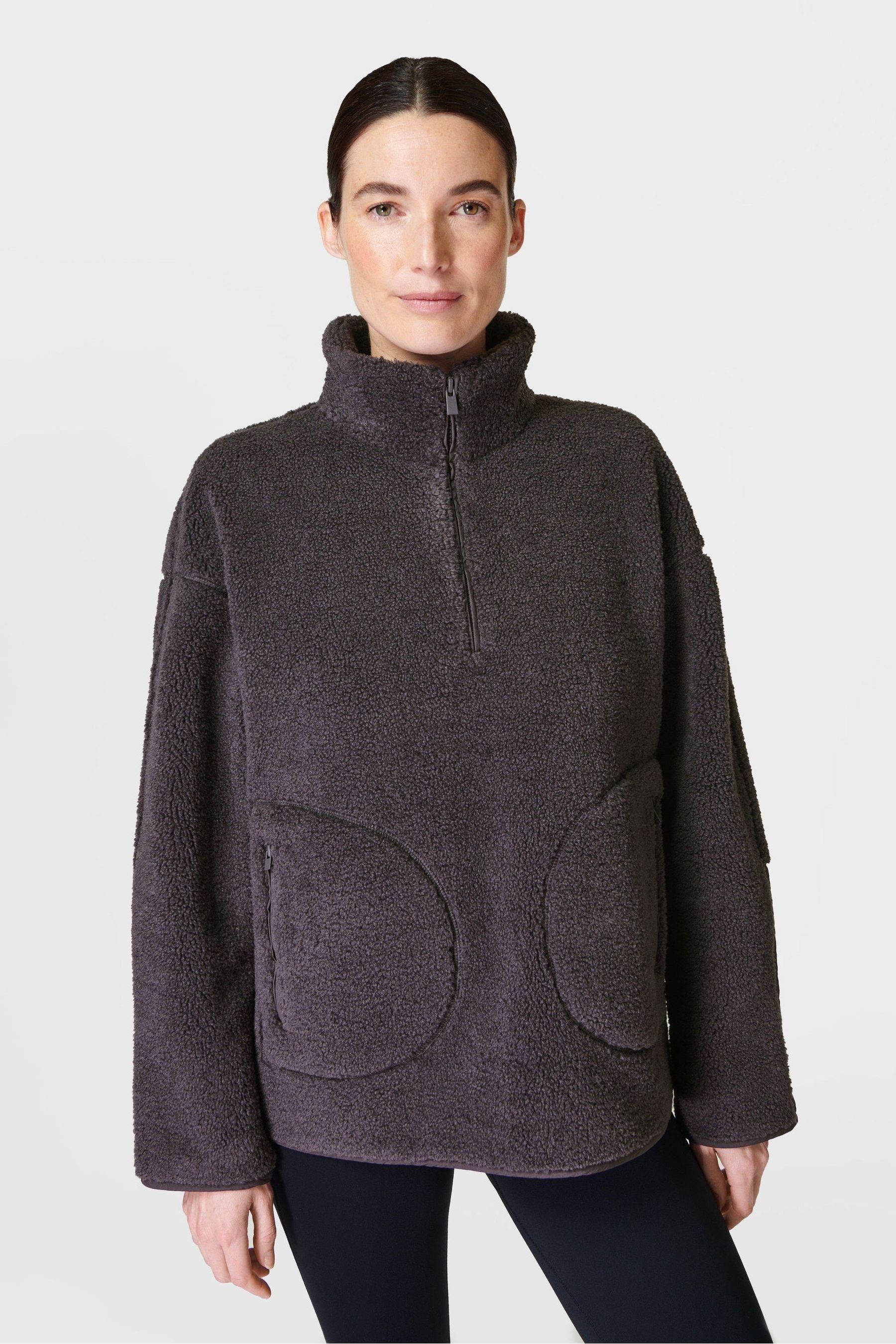 Buy Sweaty Betty Urban Grey Plush Textured Half Zip Fleece from the Next UK online shop