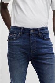 BOSS Dark Blue Tapered Fit Super Stretch Denim Jeans - Image 3 of 5
