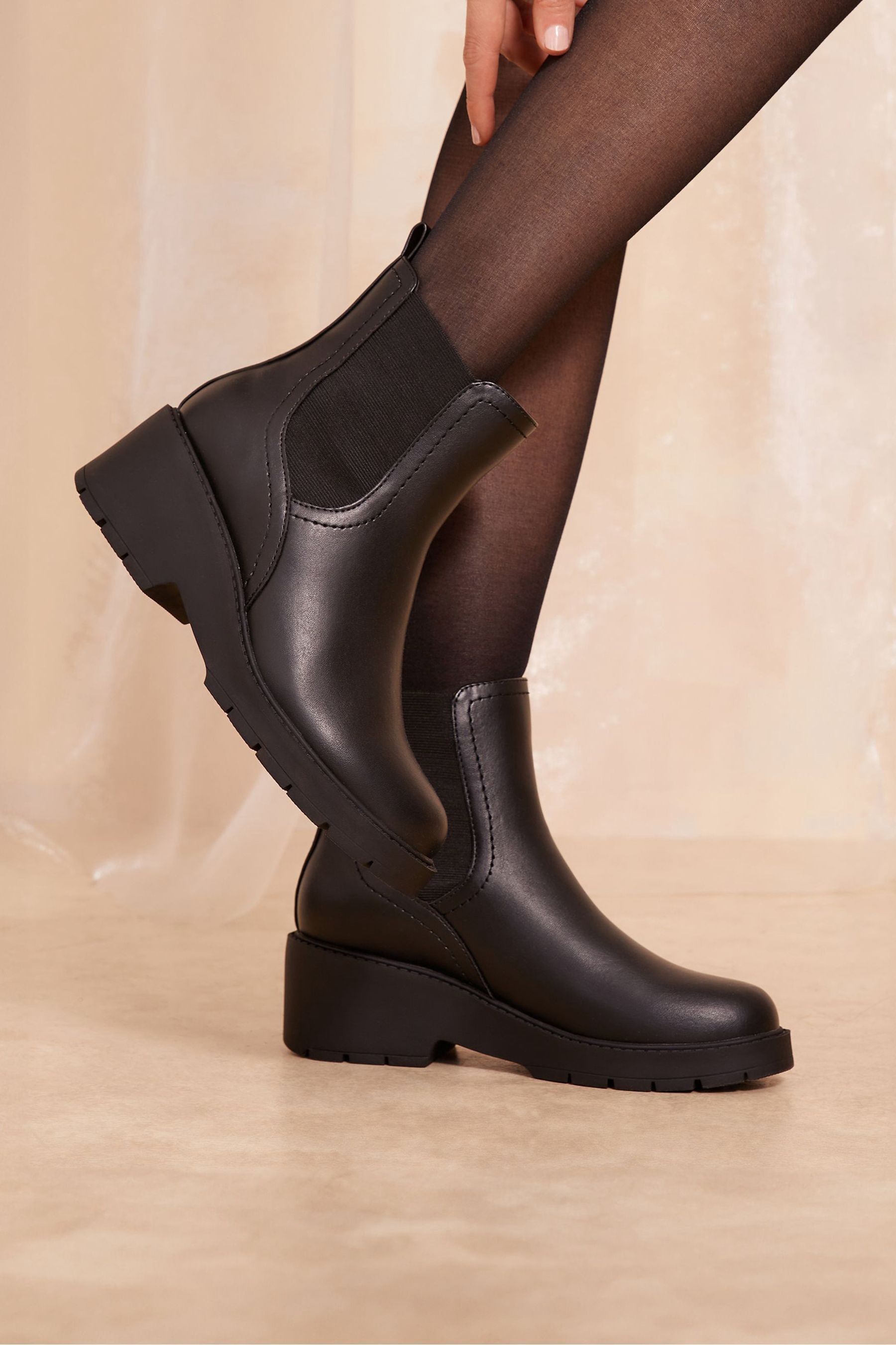Buy Friends Like These Black Regular Fit Chunky Wedge Faux Leather Chelsea Boot from the Next UK online shop