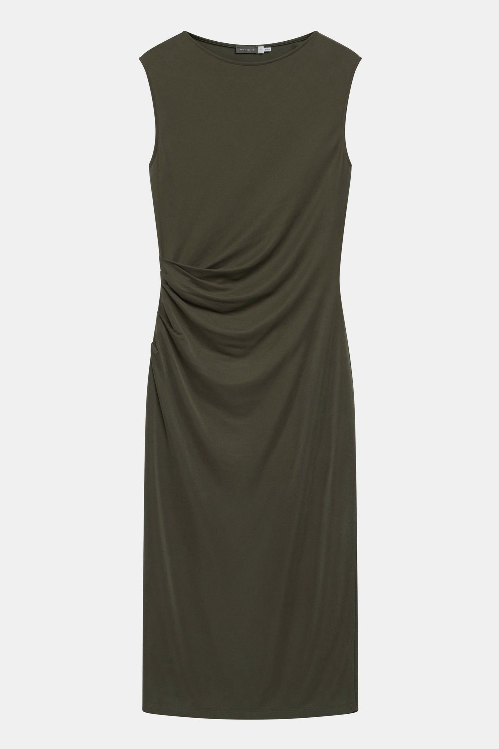 Mint Velvet Green Khaki Jersey Midi Dress - Image 3 of 4