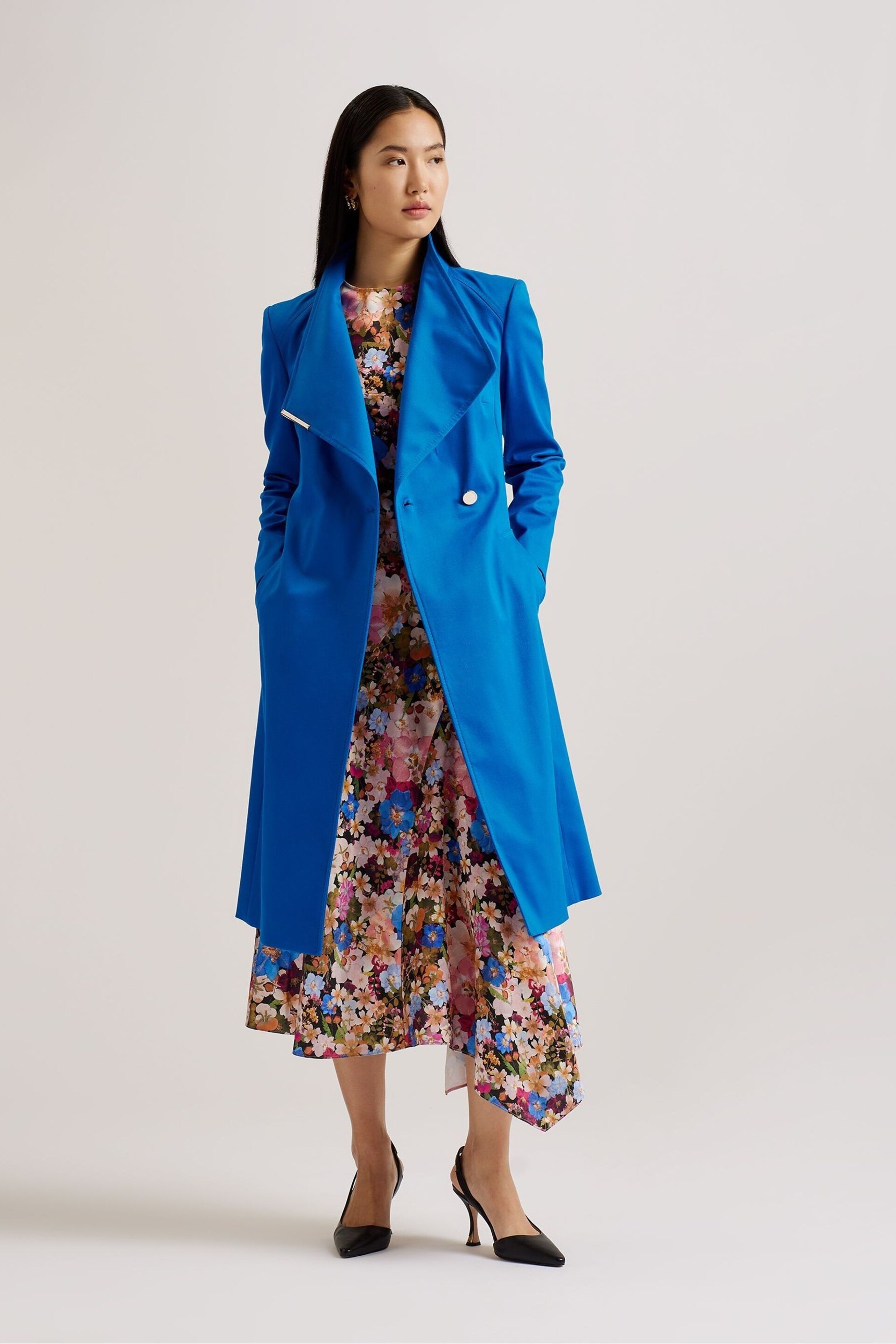 Ted Baker Blue Rosina Midi Belted Wrap Coat - Image 1 of 6