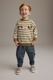 Grün/Ecru Streifen - 100% Cotton Sweatshirt and Utility Joggers 2 Piece Set (3mths-7yrs) - Bild 1 von 7